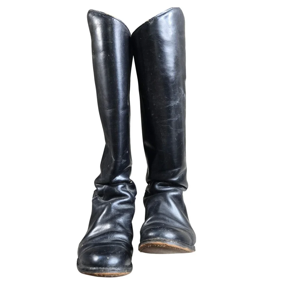 Dehner Custom Equestrian Riding Tall Boots Mens Black Leather Vintage Size 17